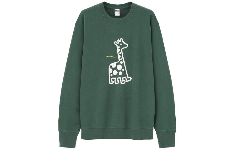 UNIQLO Sweatshirts Unisex Green Crew Neck Moderate Regular