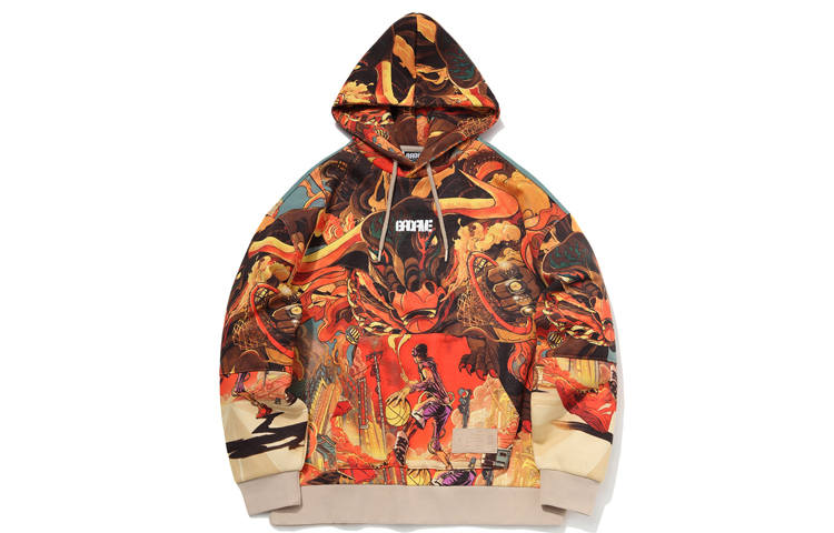 Li-Ning Li Ning Badfive Fleece Lined Pullover Hooded Long Sleeved Sweatshirt Men's Multicolor