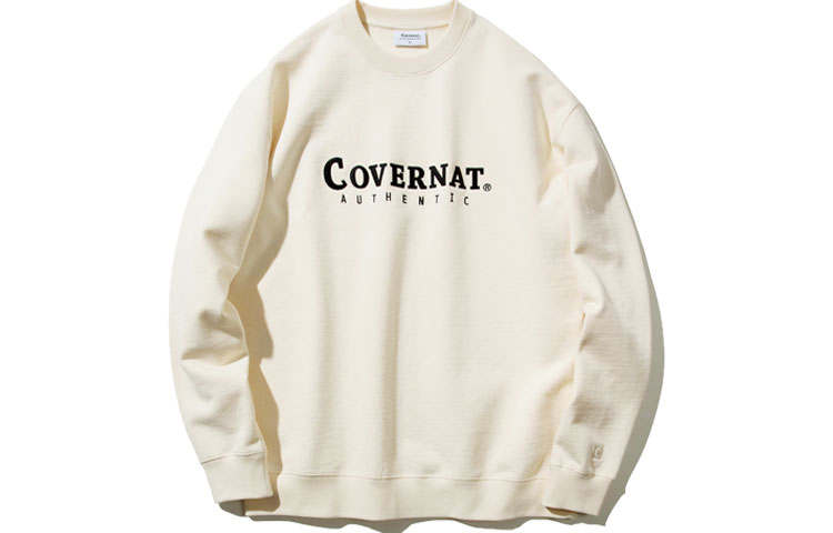 COVERNAT Crew Neck Loose Fit Regular Sweatshirt Unisex Ivory White