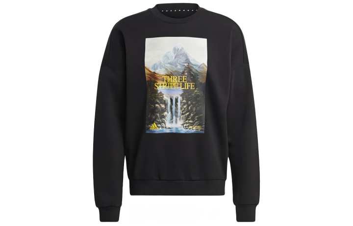 Adidas Adidas Sweatshirts Men's Black Crew Neck Moderate Regular