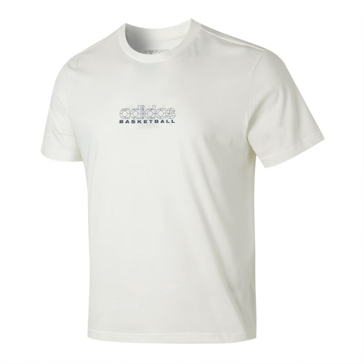 Adidas Adidas T Shirts Men's White Crew Neck Moderate Straight Fit