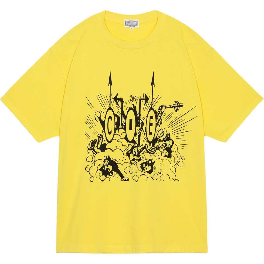 Cav Empt T Shirts Unisex Yellow Crew Neck Moderate Straight Fit