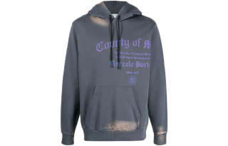 Marcelo Burlon logo-print bleached effect hoodie