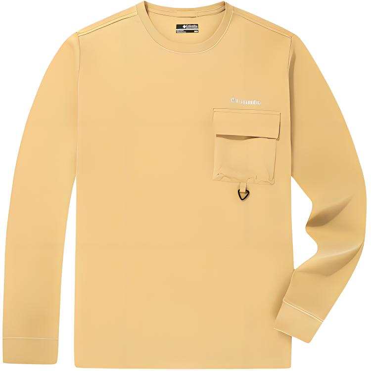 Columbia T Shirts Men's Yellow Crew Neck Moderate Straight Fit
