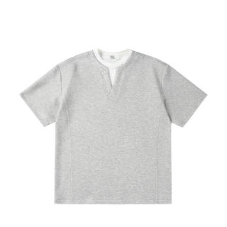 EYEUNDERSTAND T Shirts Unisex V Neck Moderate Mock Two Piece