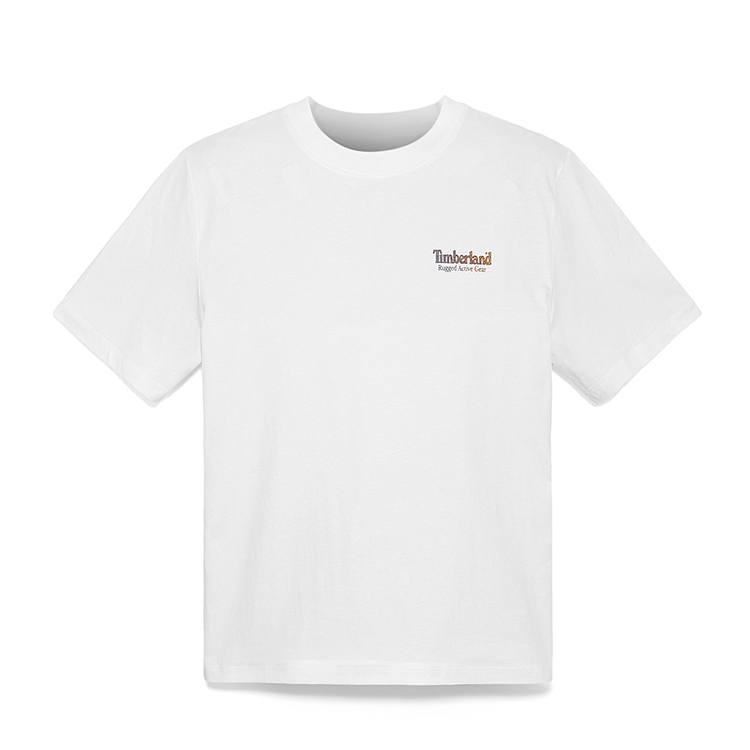 Timberland T Shirts Men's White 100 Crew Neck Moderate Straight Fit