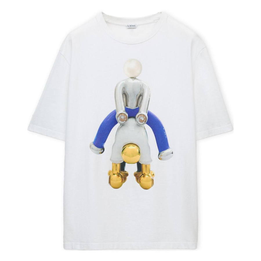 LOEWE T Shirts Men's White Crew Neck Moderate Straight Fit