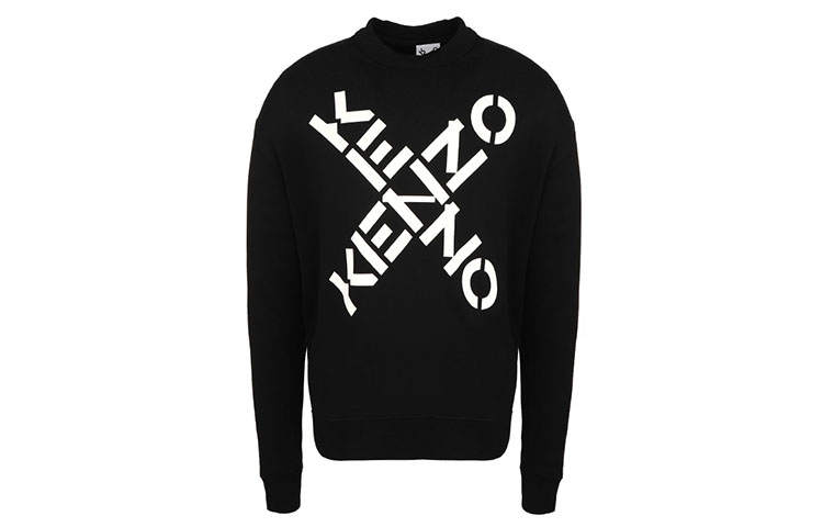 KENZO Sweatshirts Men's Black Crew Neck Moderate Heavyweight