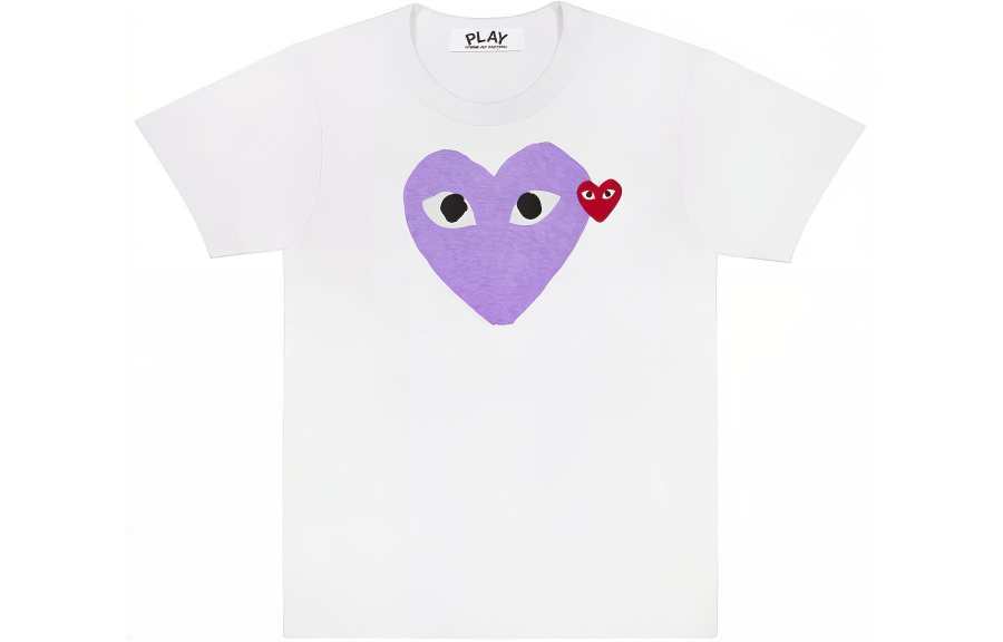 CDG Play T Shirts Unisex Purple Crew Neck Moderate
