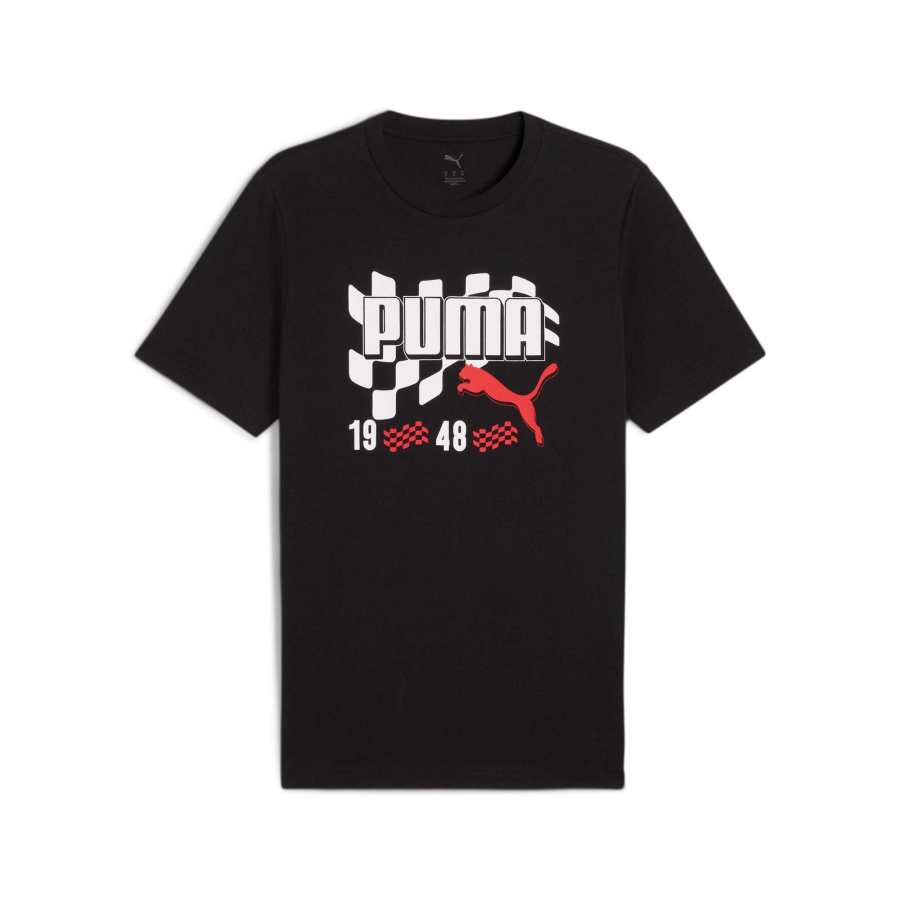 PUMA T Shirts Men's Black/01 Crew Neck Moderate Straight Fit
