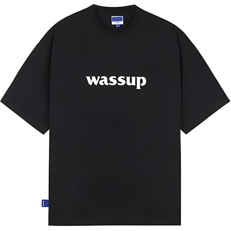 WASSUP Logo T Shirts Unisex Crew Neck Moderate Straight Fit