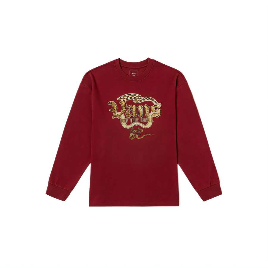 Vans Vans TEE LS T Shirts Unisex Red Crew Neck Moderate