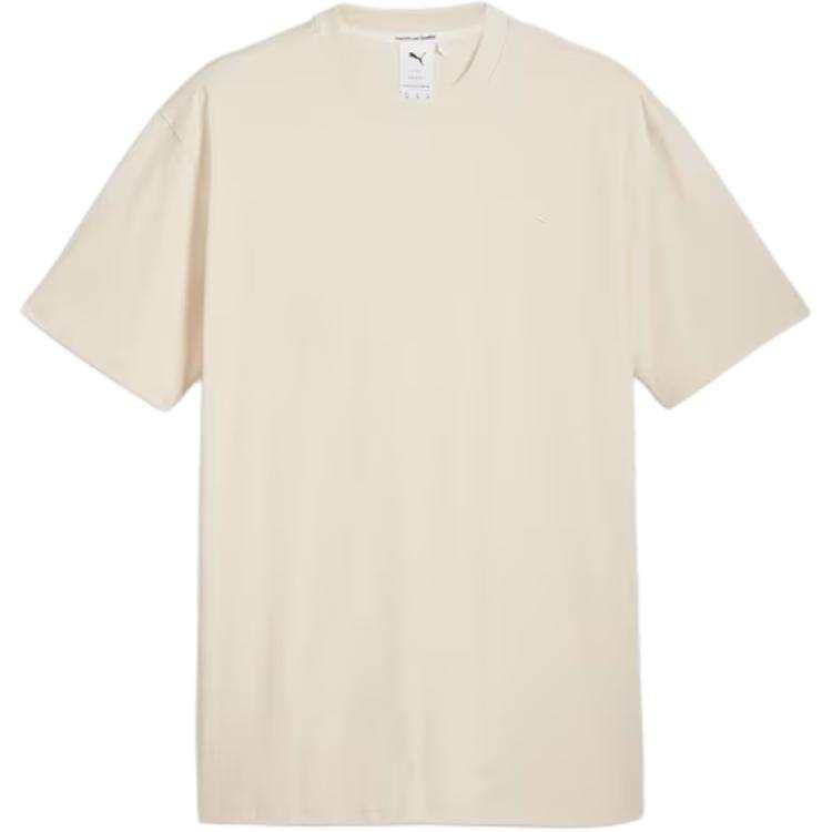 PUMA MMQ T Shirts Men's Beige Crew Neck Moderate Straight Fit
