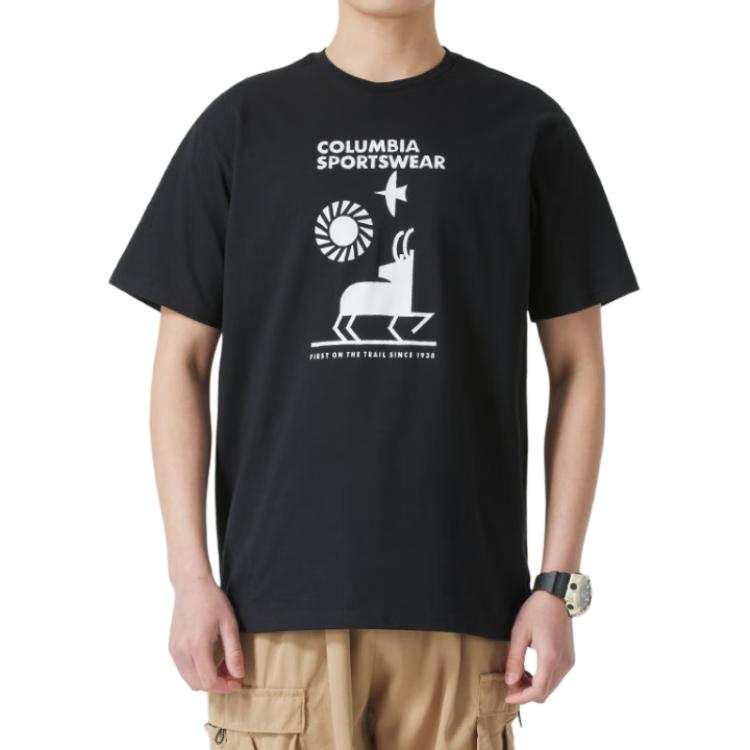 Columbia T Shirts Men's Black Crew Neck Moderate