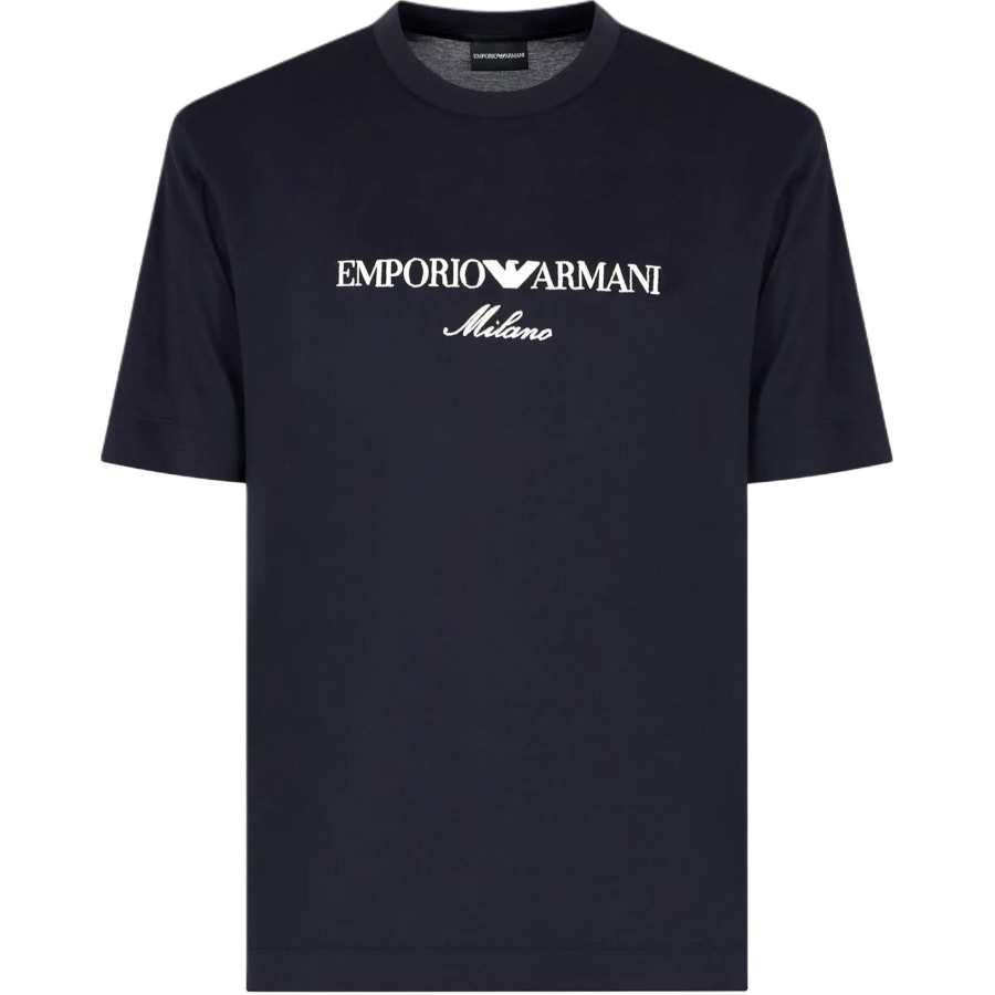 EMPORIO ARMANI Logo Embroidered Crewneck T Shirt