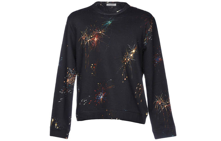 Valentino Sweatshirts Men's Black Crew Neck Moderate Regular