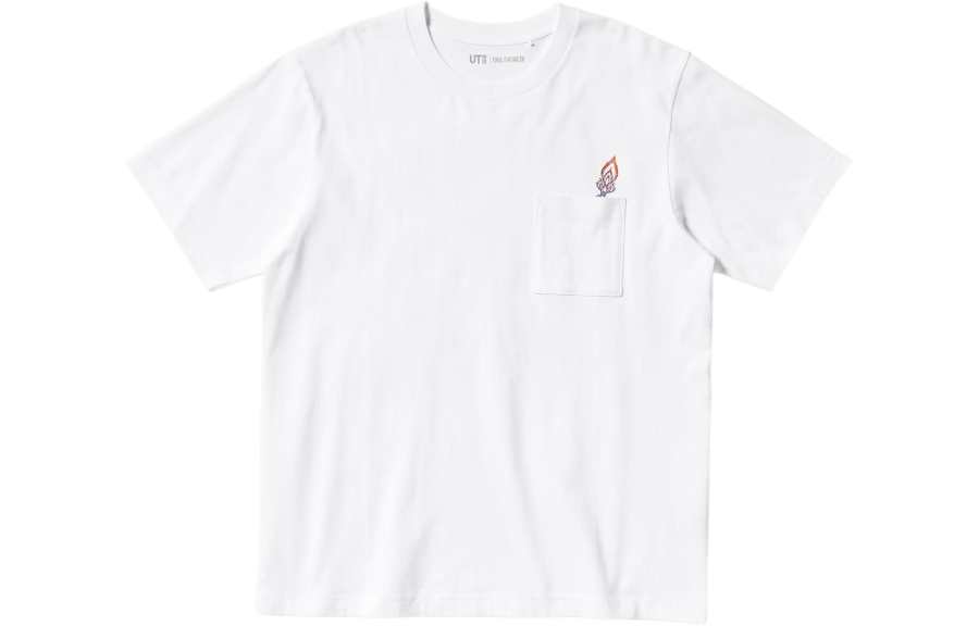 UNIQLO Final Fantasy Collaboration T Shirts Men's White Crew Neck Moderate