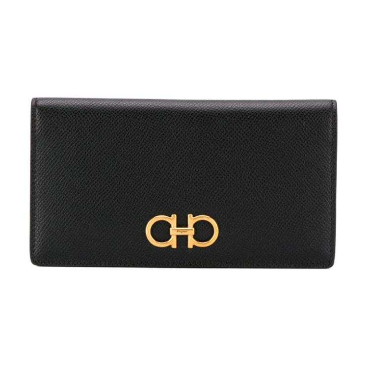 FERRAGAMO Cow Leather Wallet Women's Black