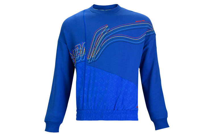 Li-Ning Li Ning Sweatshirts Men's Blue Crew Neck Moderate Regular