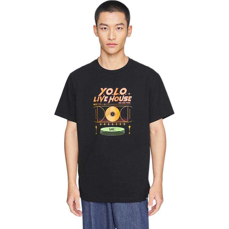 Lee T Shirts Unisex Black Crew Neck Moderate Straight Fit