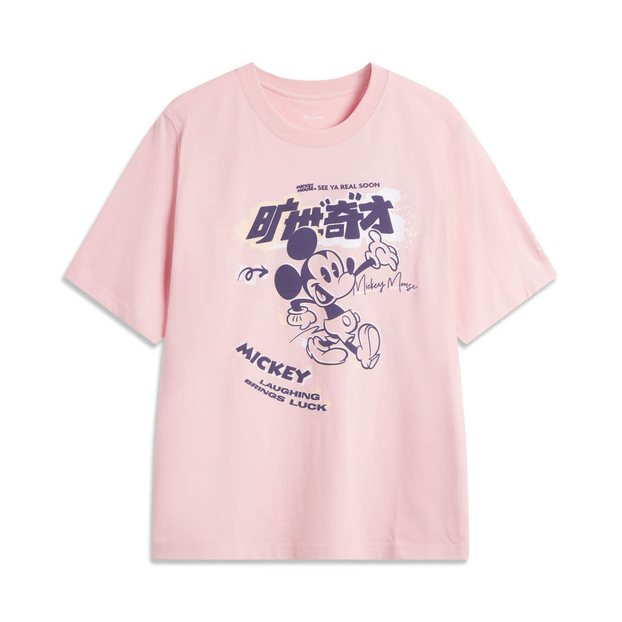 Li-Ning Li Ning x Disney T Shirt Men's New Coral Powder