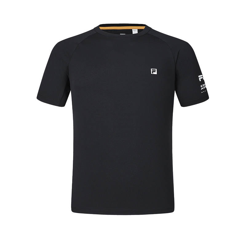 FILA T Shirts Men's Black Crew Neck Thin Straight Fit