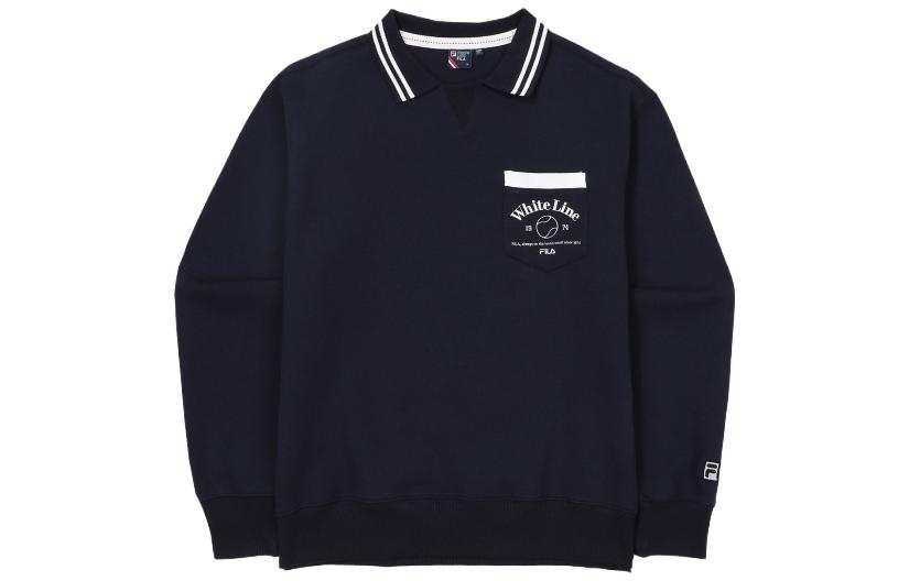 FILA Sweatshirts Unisex Marine Blue Lapel Moderate Regular