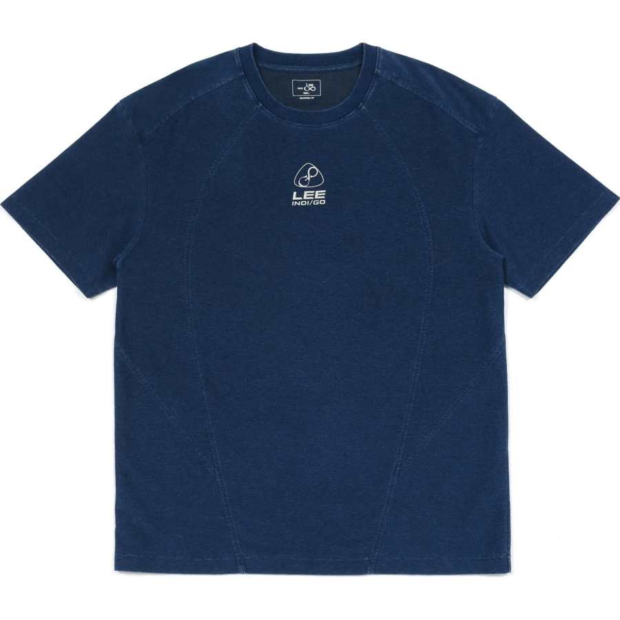 Lee SS25 INDIGO T Shirts Men's Light Blue Crew Neck Moderate