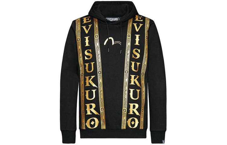EVISU EVISU Sweatshirts Men's Black Hooded Moderate Regular