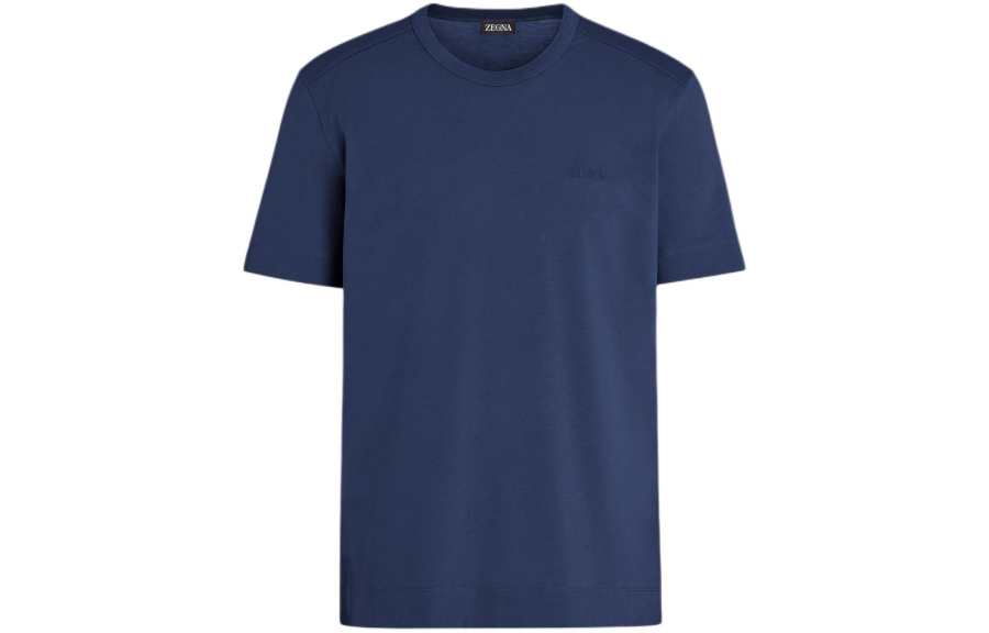 Ermenegildo Zegna T Shirts Men's Dark Blue Crew Neck Moderate Straight Fit