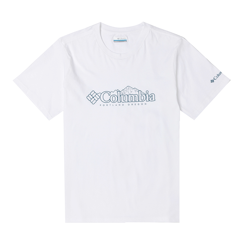 Columbia T Shirts Men's White Crew Neck Moderate