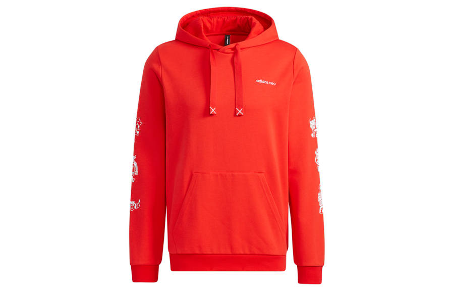 Adidas Neo Sweatshirts Men's Red Hooded Moderate Regular
