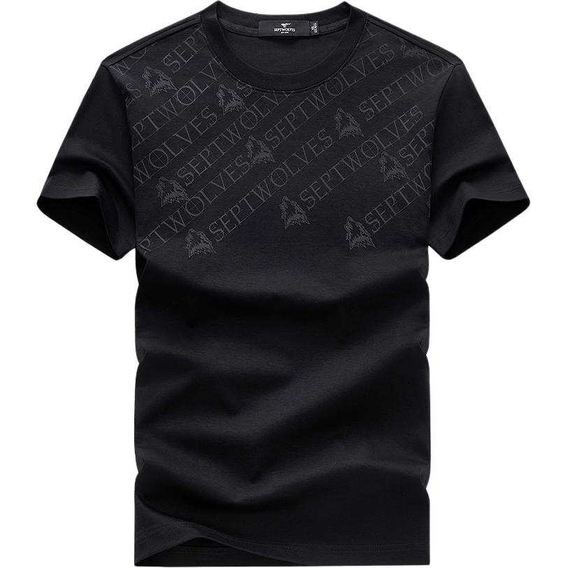 SEPTWOLVES T Shirts Men's Black Crew Neck Moderate Other
