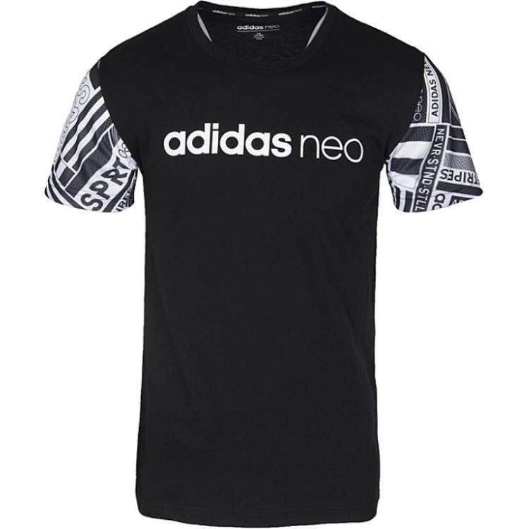 Adidas Neo T Shirts Men's Black Crew Neck Moderate