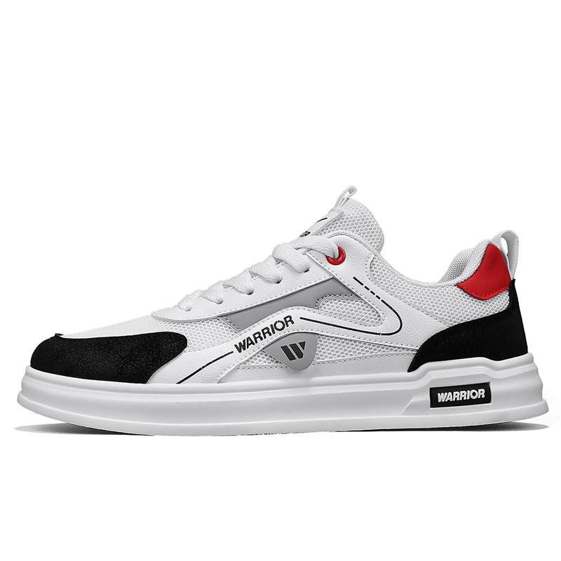 Warrior Slip Resistant, Lightweight, And Breathable Low top Skateboard Shoes Men's White Black Gray