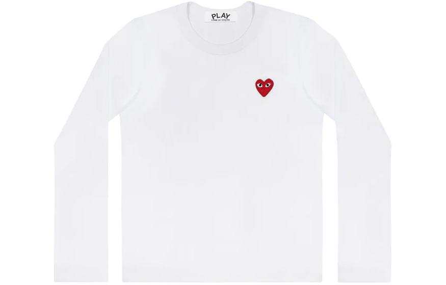 CDG Play T Shirts Unisex White Crew Neck Moderate Straight Fit