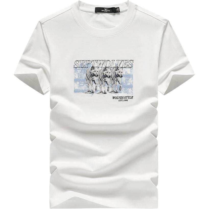 SEPTWOLVES SEPTWOLVES T Shirts Men's Crew Neck Moderate