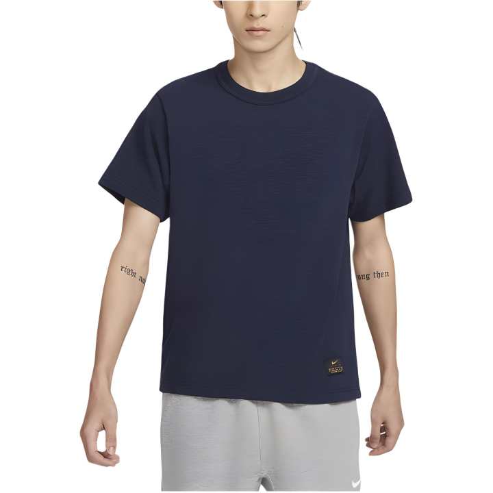 Nike Nike T Shirts Men's Navy Blue Crew Neck Moderate Straight Fit