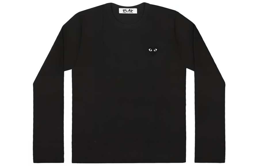 CDG Play T Shirts Unisex Black Crew Neck Moderate