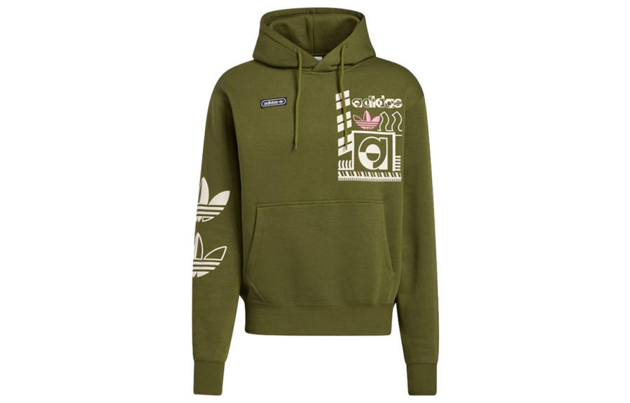 Adidas Originals Sweatshirts Men's Army Green Hooded Moderate Regular