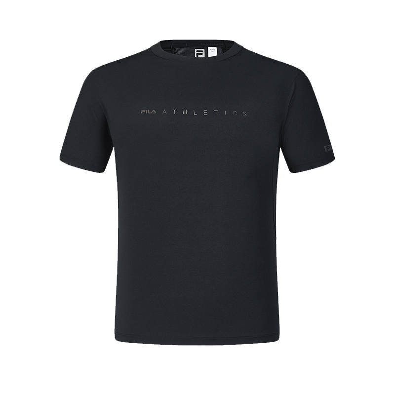 FILA T Shirts Men's Pitch Black Crew Neck Moderate Straight Fit