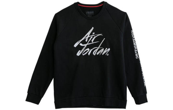 Jordan Jordan Sportswear Greatest Crew Neck Letter Comfortable Fleece Lined Long Sleeved Sweatshirt Men's Black