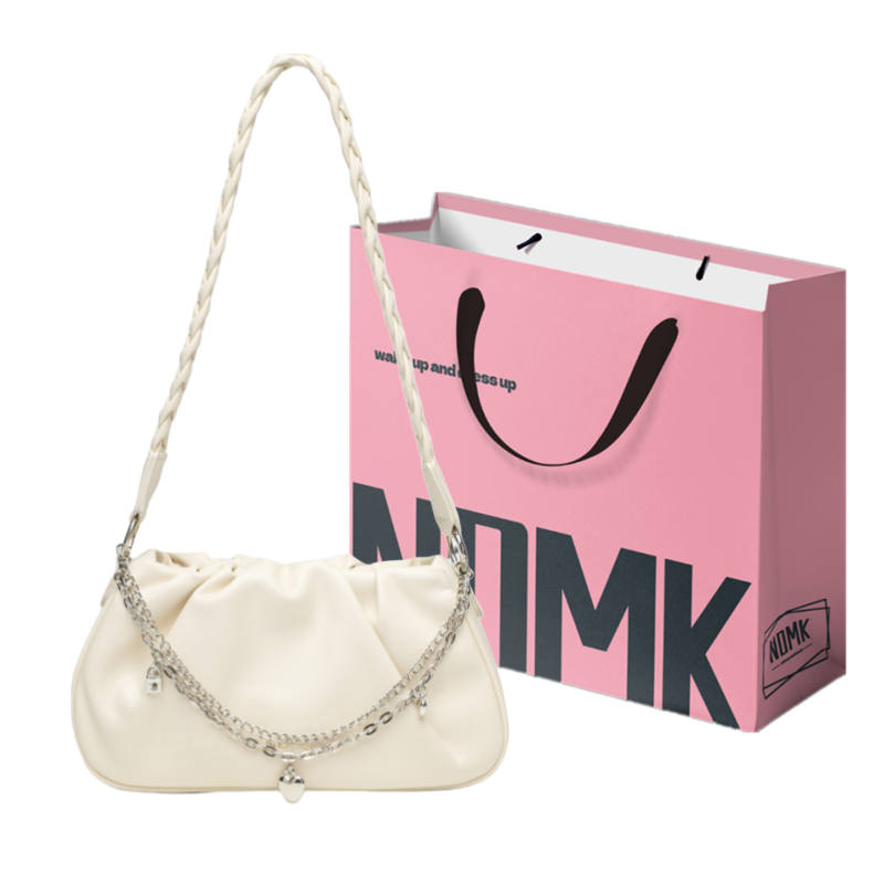 NOMK Pu Cloud Bag, Shoulder Bag, Dumpling Bag, Handbag, Shoulder Bag, Crossbody Bag Women's White