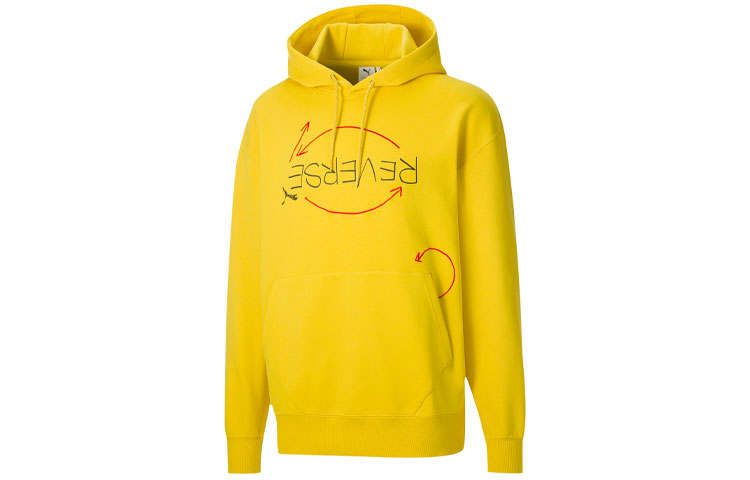 PUMA Sweatshirts Men's Bright Yellow Hooded Moderate Regular