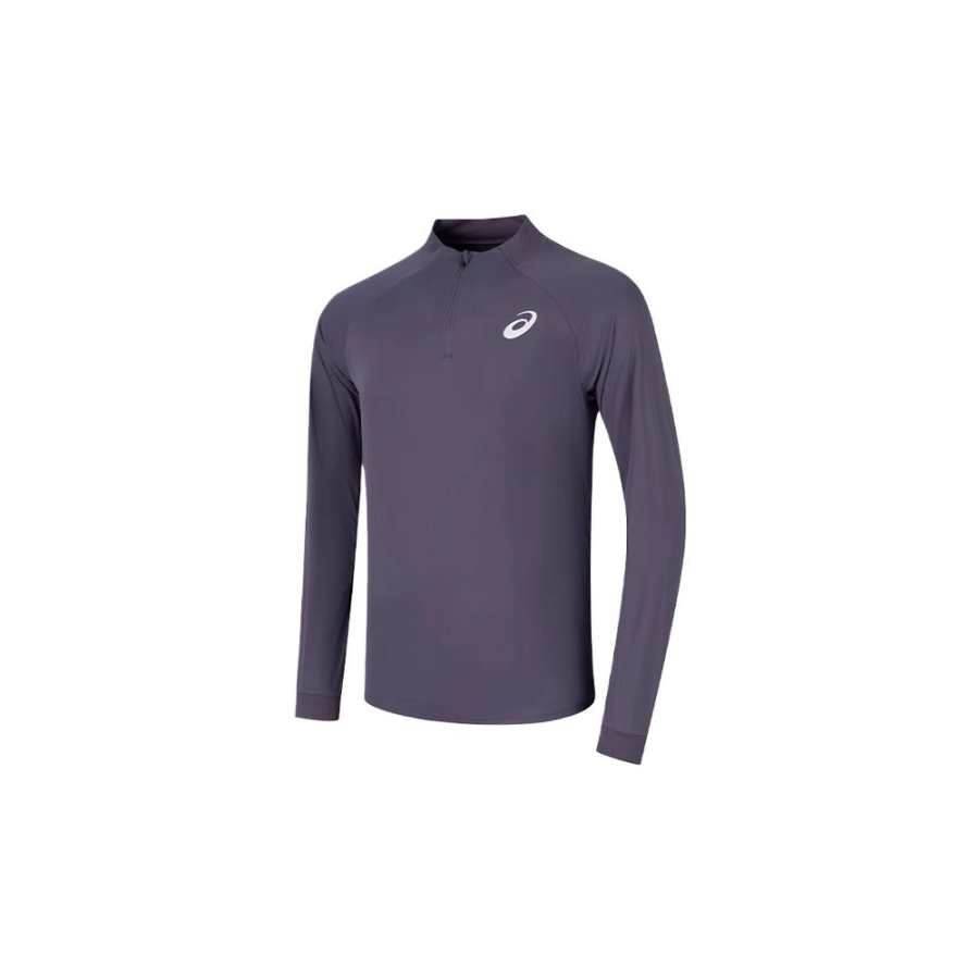 ASICS T Shirts Men's Purple 500 Stand Collar Moderate Straight Fit