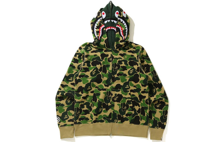 A BATHING APE Bape Big Abc Camo Shark Wide Full Zip Double Hoodie