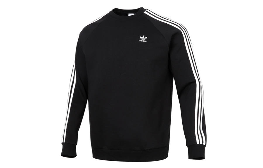 Adidas Originals 3 Stripes Sweatshirts Men's Black Crew Neck Moderate Regular