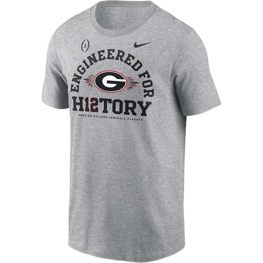 Nike Nike GeorgiaCollege FW24 Bulldogs 2025 Football Playoff Bound Engineered T Shirt Men's Gray Heather
