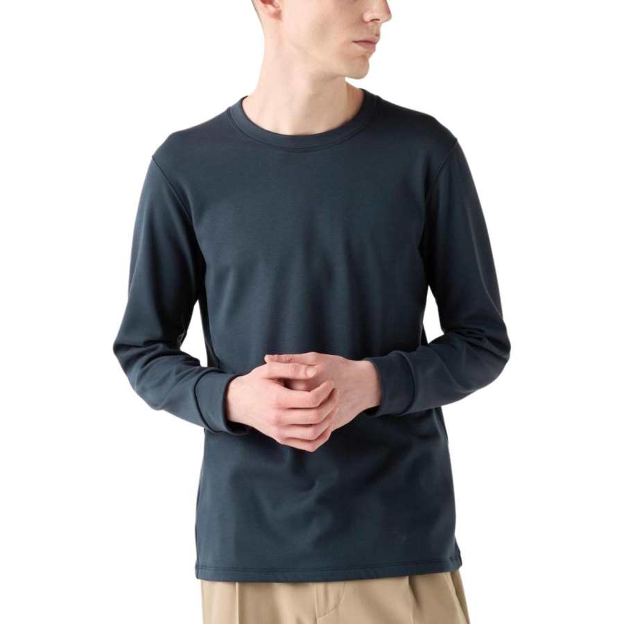 UNIQLO T Shirts Men's Navy Blue Crew Neck Moderate