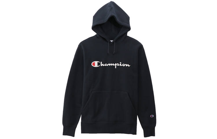 Champion Sweatshirts Unisex Dark Blue Hooded Thickened Regular